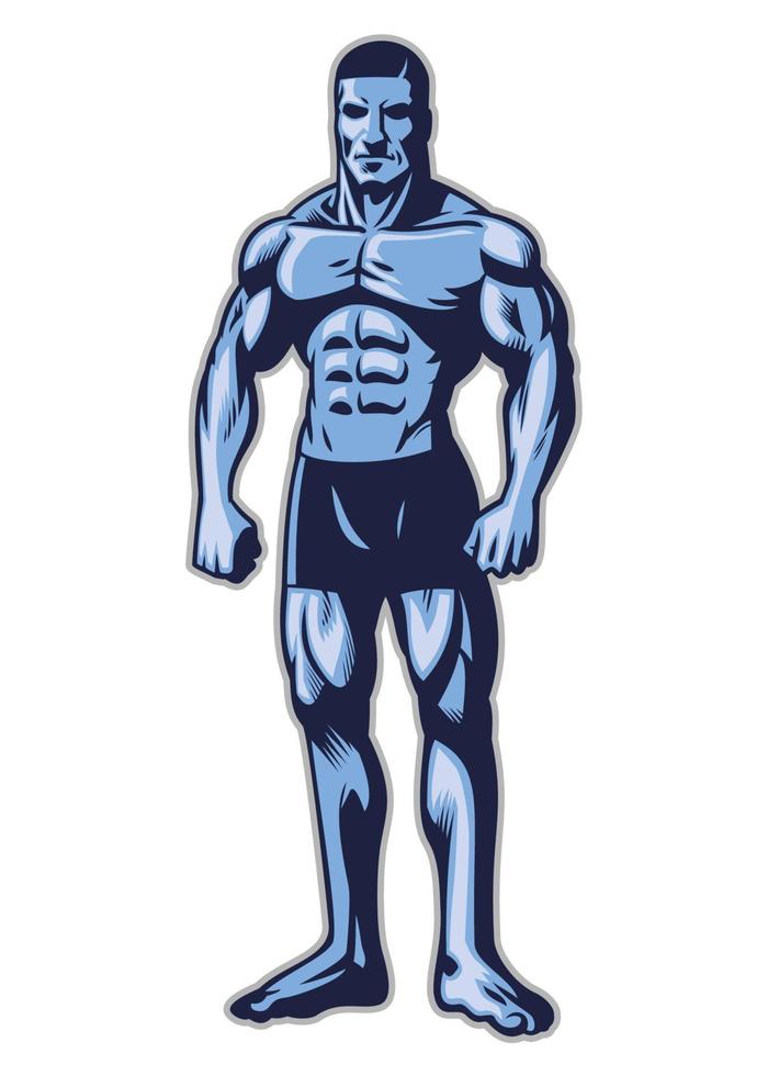 Mens met spier bodybuilder lichaam vector