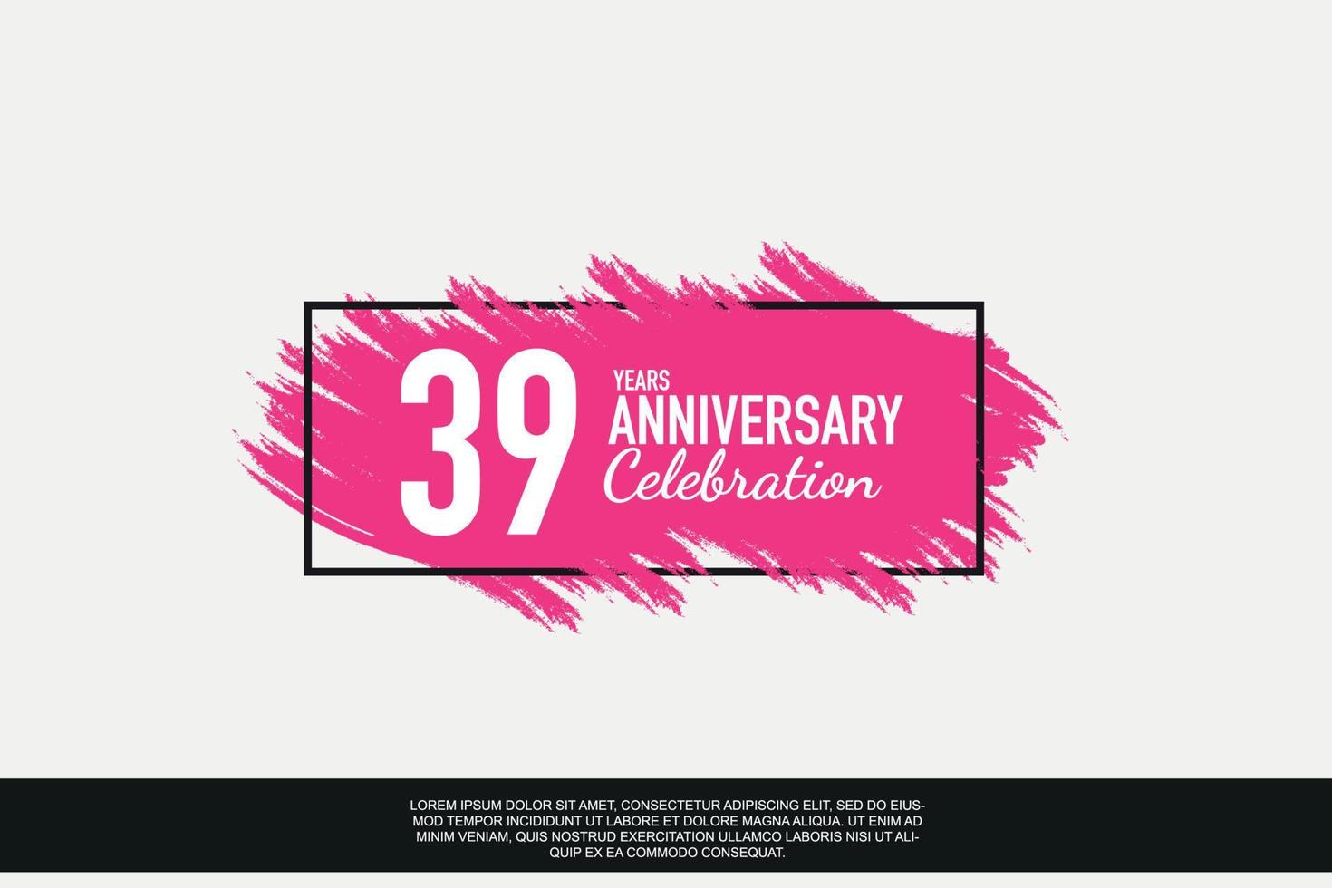 39 jaar verjaardag viering vector roze ontwerp in zwart kader Aan wit achtergrond abstract illustratie logo