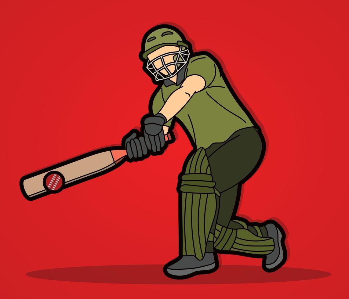 cricket mannelijke speler actie pose vector