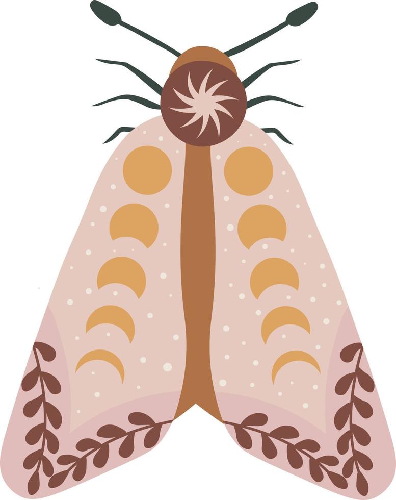 hemel- vlinder vector illustratie. mystiek luna mot met maan fasen. magie bloemen insect Aan wit achtergrond. ontwerp voor boho poster, kaart, gek t overhemd afdrukken, label, sticker.