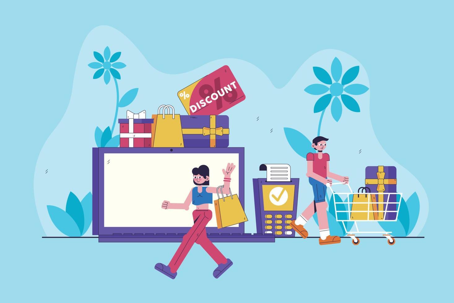 boodschappen doen illustratie - website speciaal aanbod vector