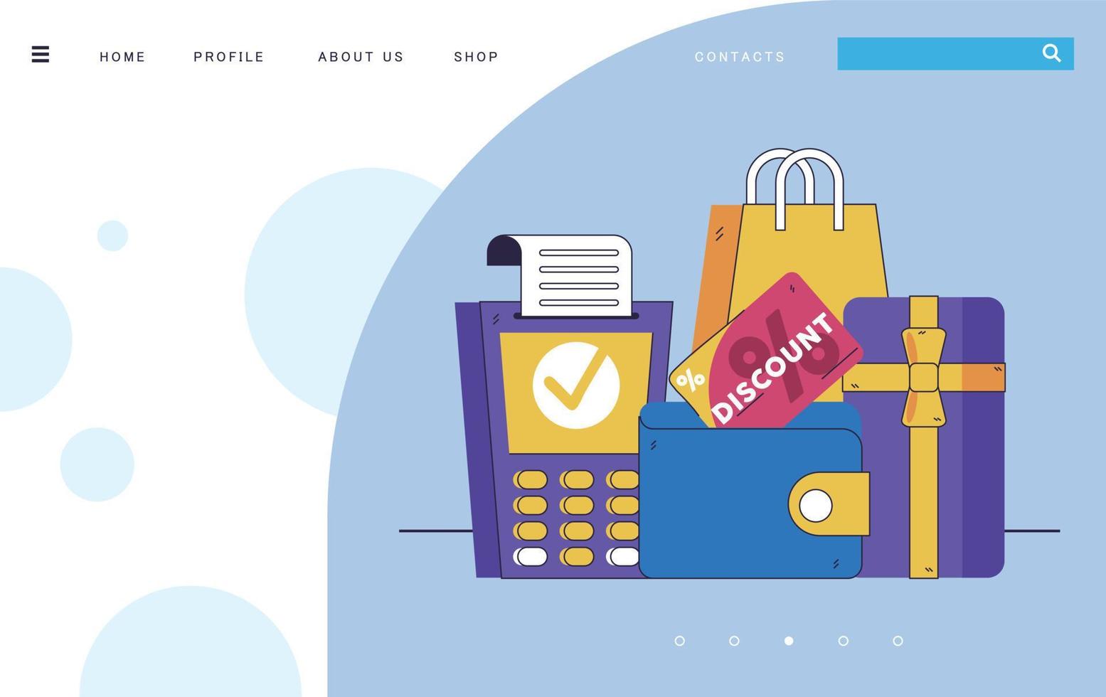 boodschappen doen illustratie - website mockup banier vector