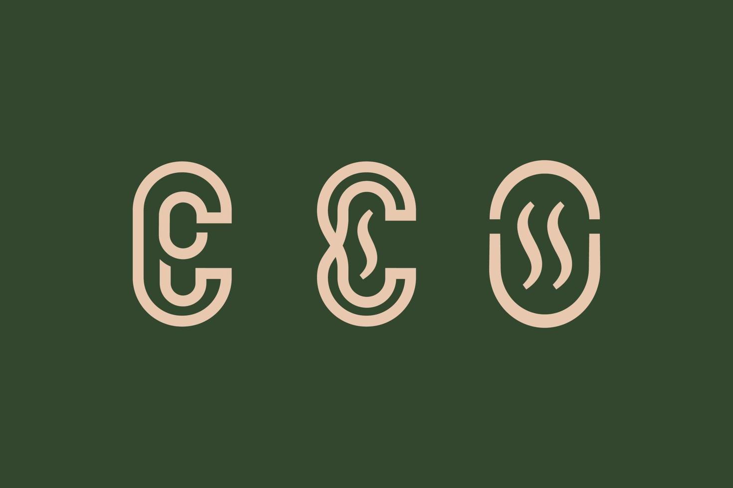 monoline koffie logos reeks met klassiek stijl vector