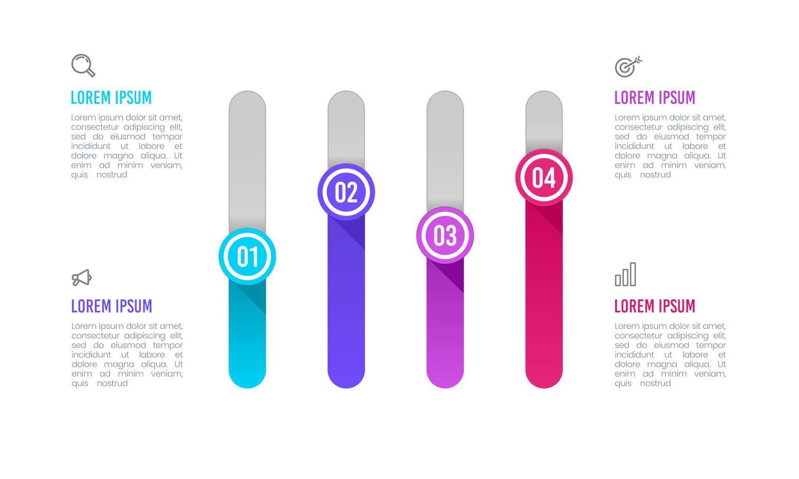 infographic 4 opties controle bedrijf strategie evenwicht. vector illustratie.