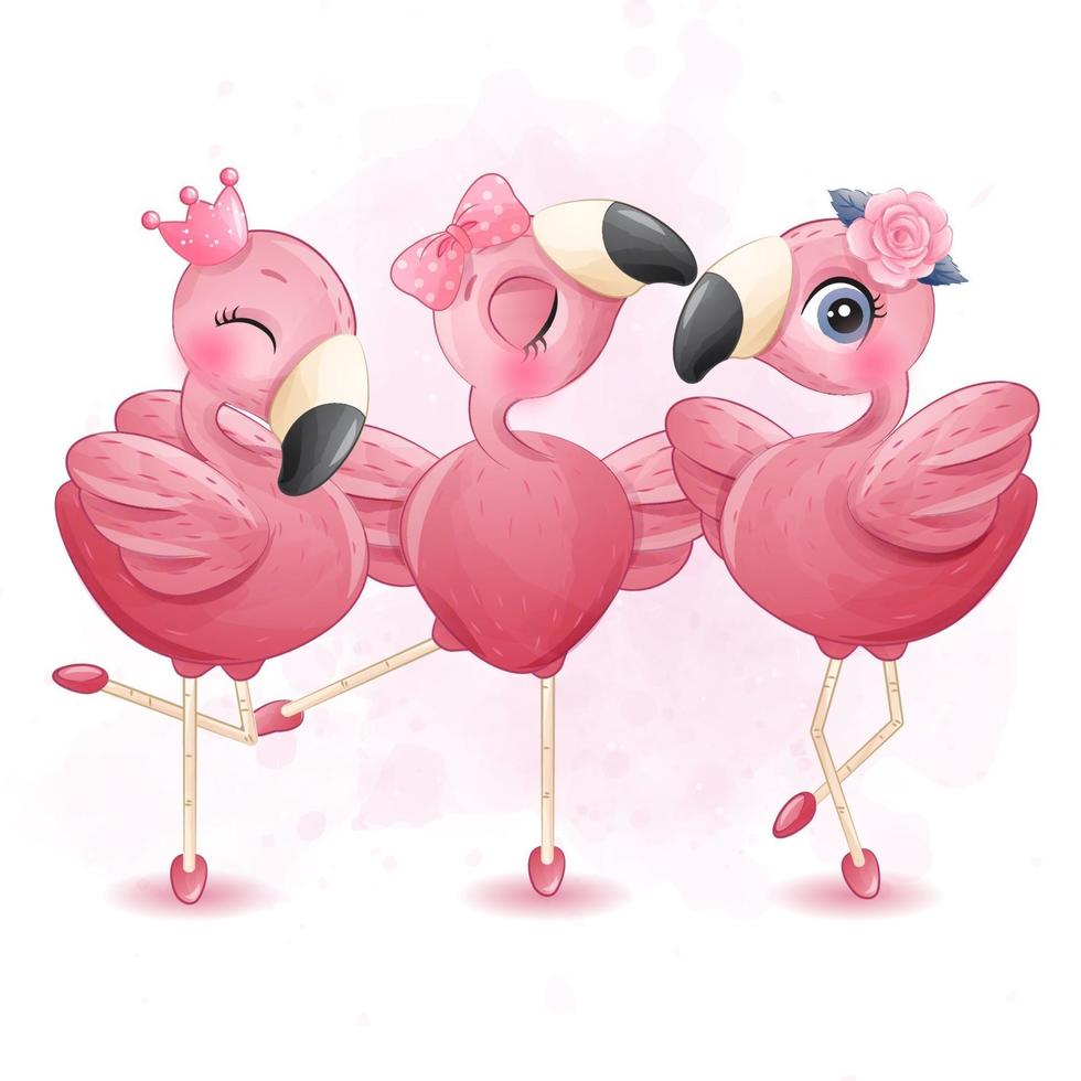 drie schattige flamingo met ballerina illustratie vector