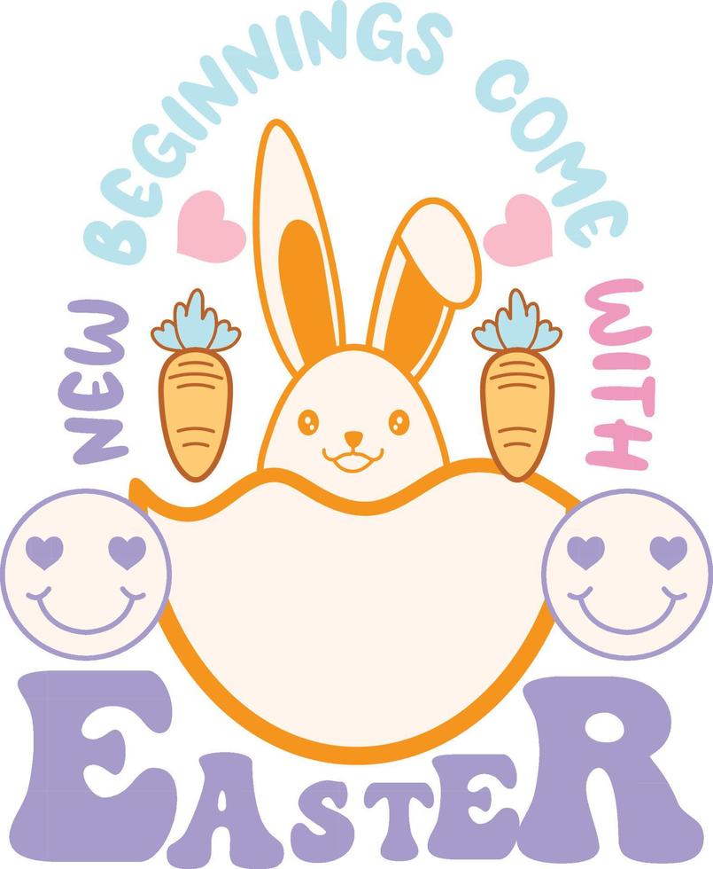 gelukkig Pasen groovy SVG ontwerp, Pasen konijn citaten ontwerp vector