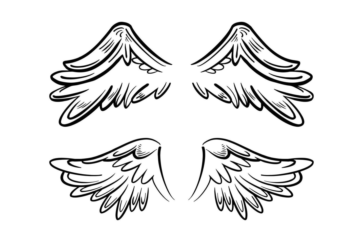 schetsen engel Vleugels. engel veer vleugel. vector illustratie.