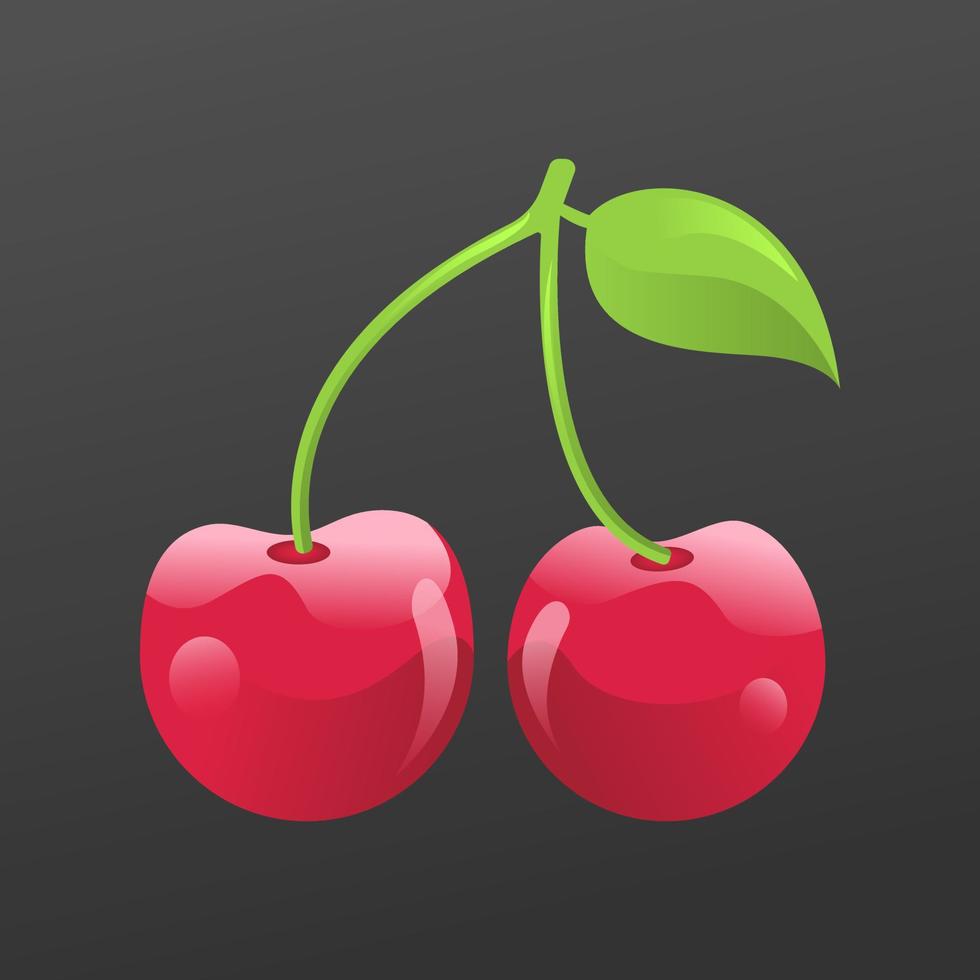 rood glanzend kersen gezond biologisch fruit vector illustratie