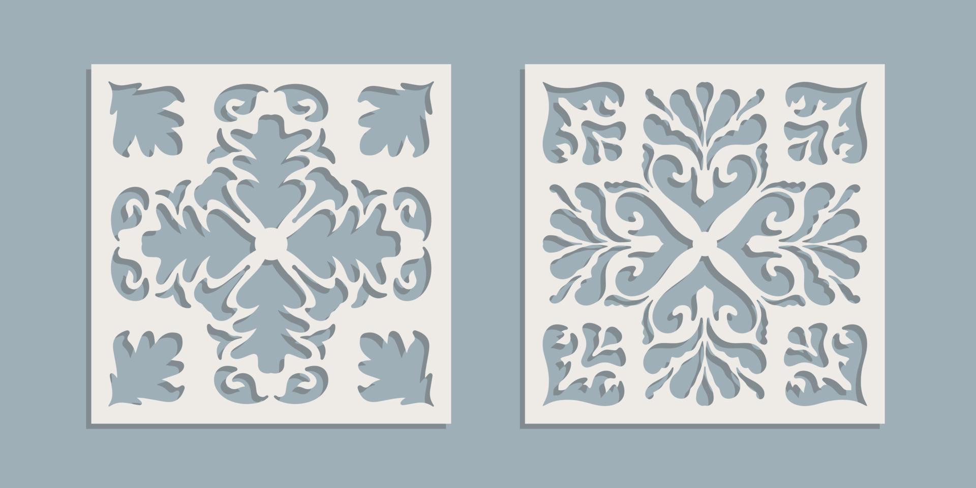 wijnoogst laser besnoeiing patroon met bloemen barok ornament. vector stencil sjabloon voor cnc snijden, decoratief panelen van hout, metaal, papier, plastic