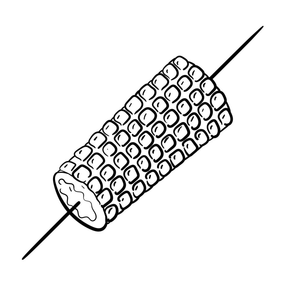 vector tekening illustratie van gekookt maïs Aan een vleespen geïsoleerd Aan wit.