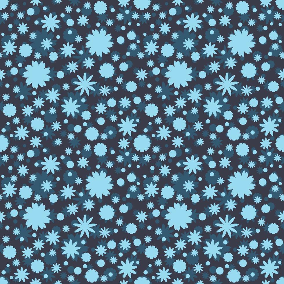 naadloos patroon met turkoois sterren, stippen, sneeuwvlok, bloemen Aan blauw achtergrond. lucht achtergrond. vector