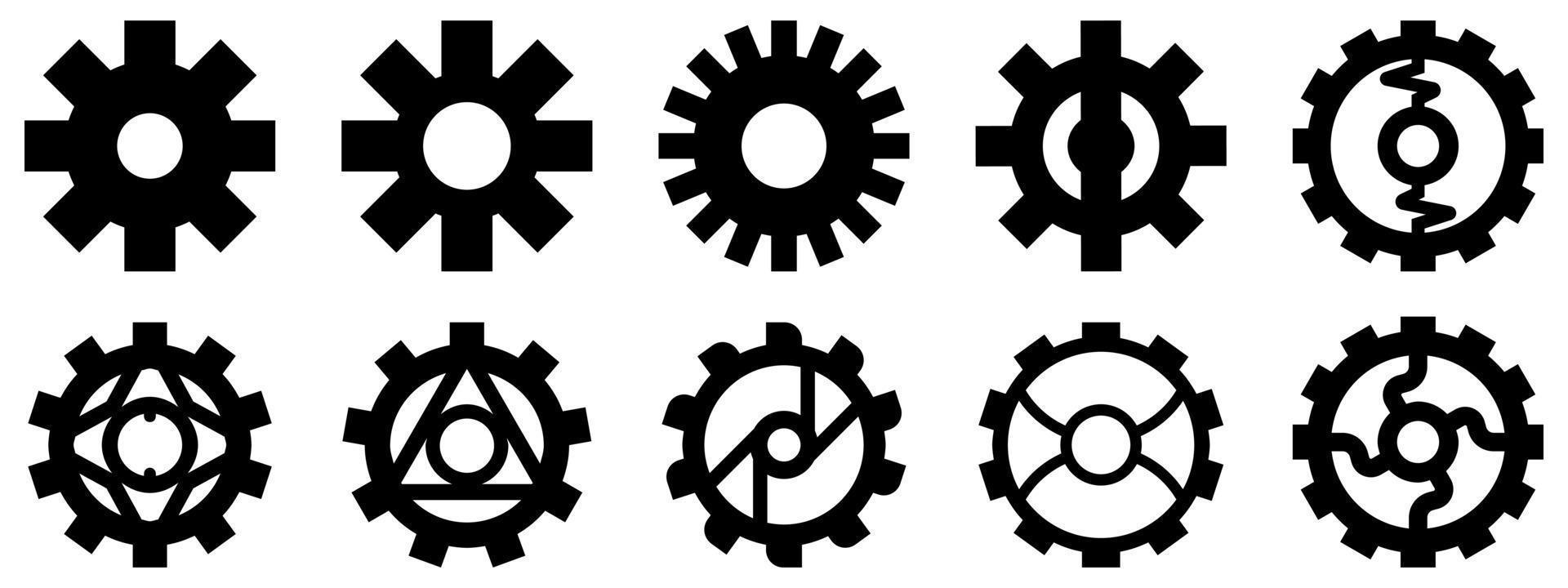 versnellingen reeks met verschillend ontwerp en stijl geïsoleerd vector