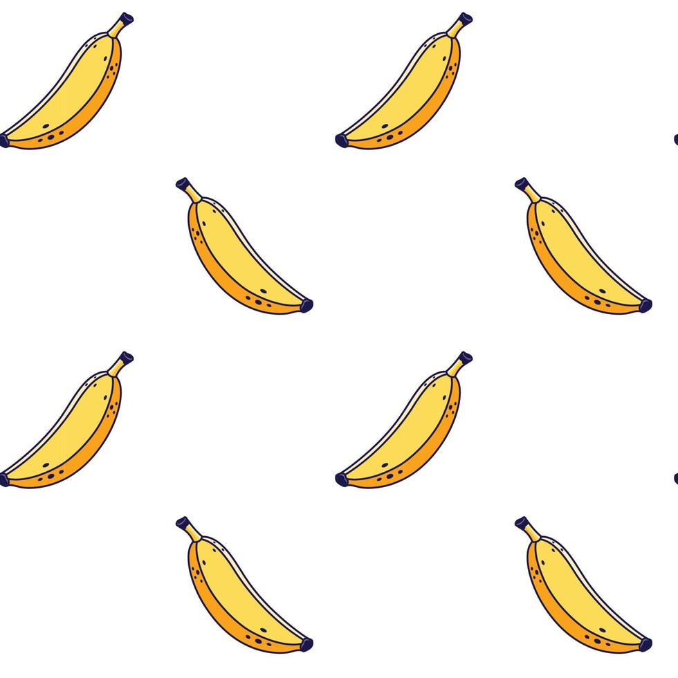 schattig geel banaan naadloos patroon in tekening stijl.. vector hand- getrokken tekenfilm banaan illustratie. hand- getrokken schetsen van banaan. patroon voor kinderen kleren.