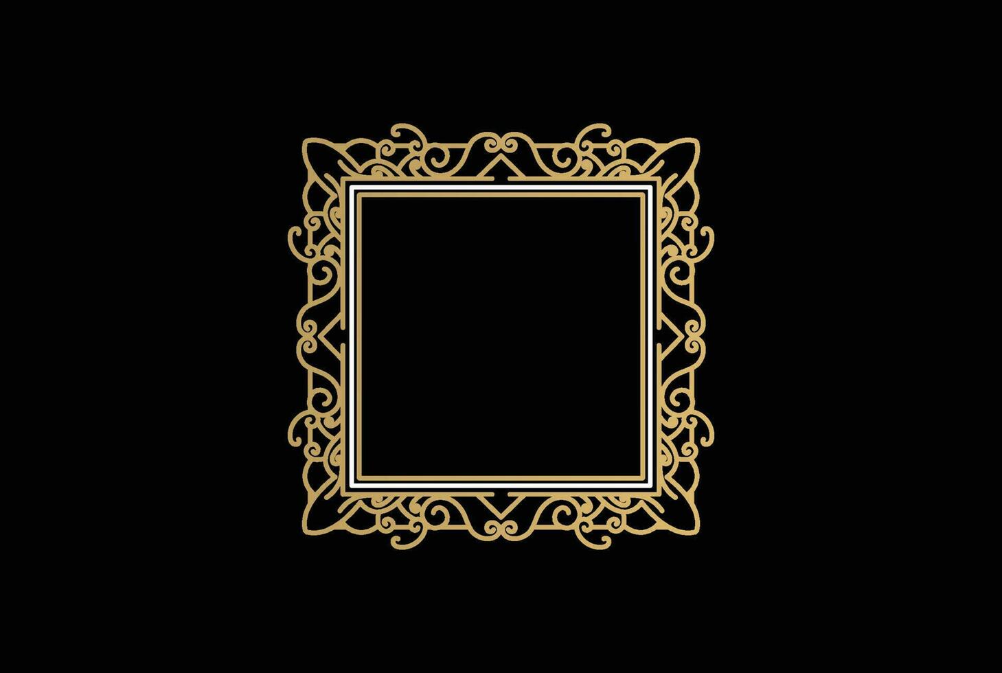 gouden plein kader logo ontwerp vector