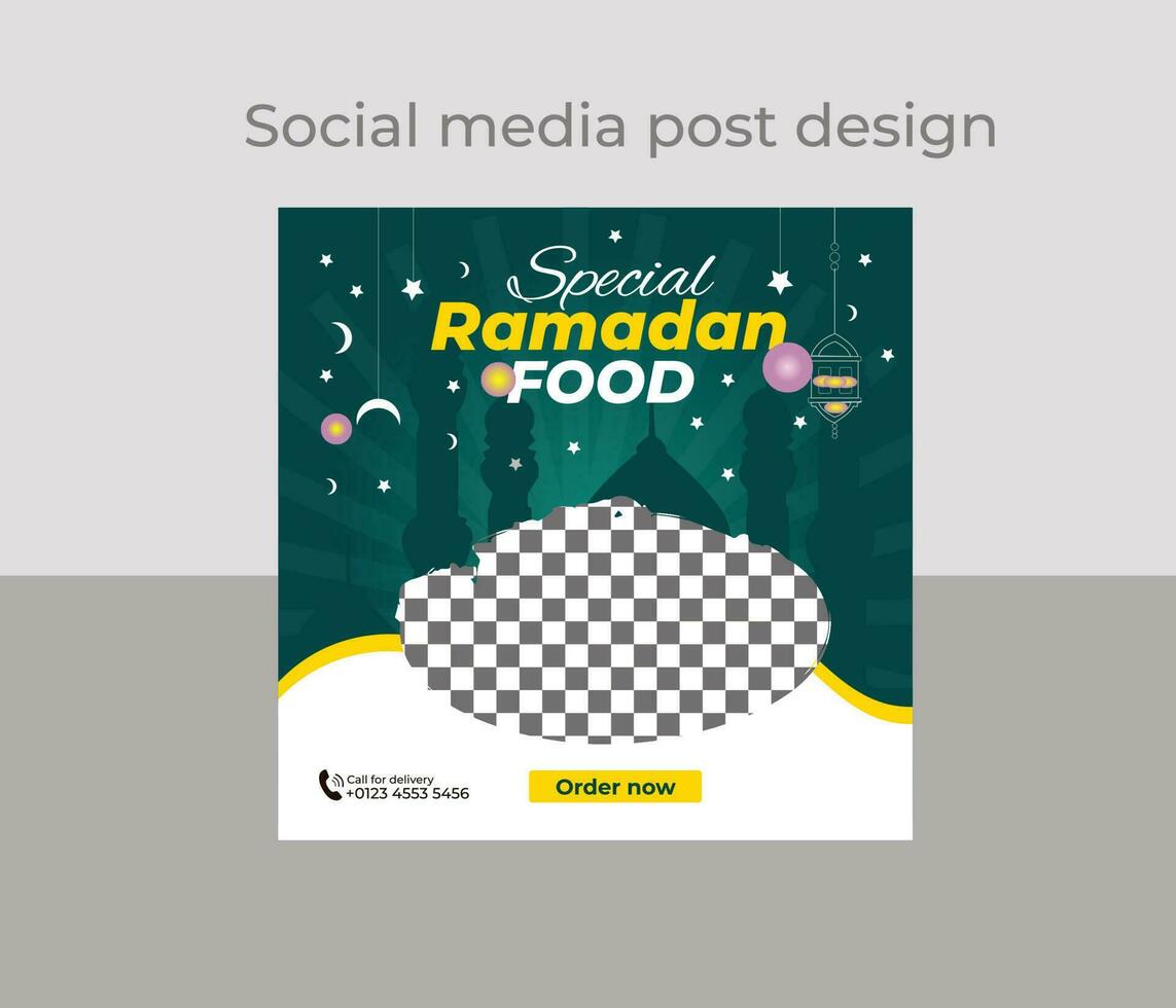 Ramadan voedsel sociaal media post vector