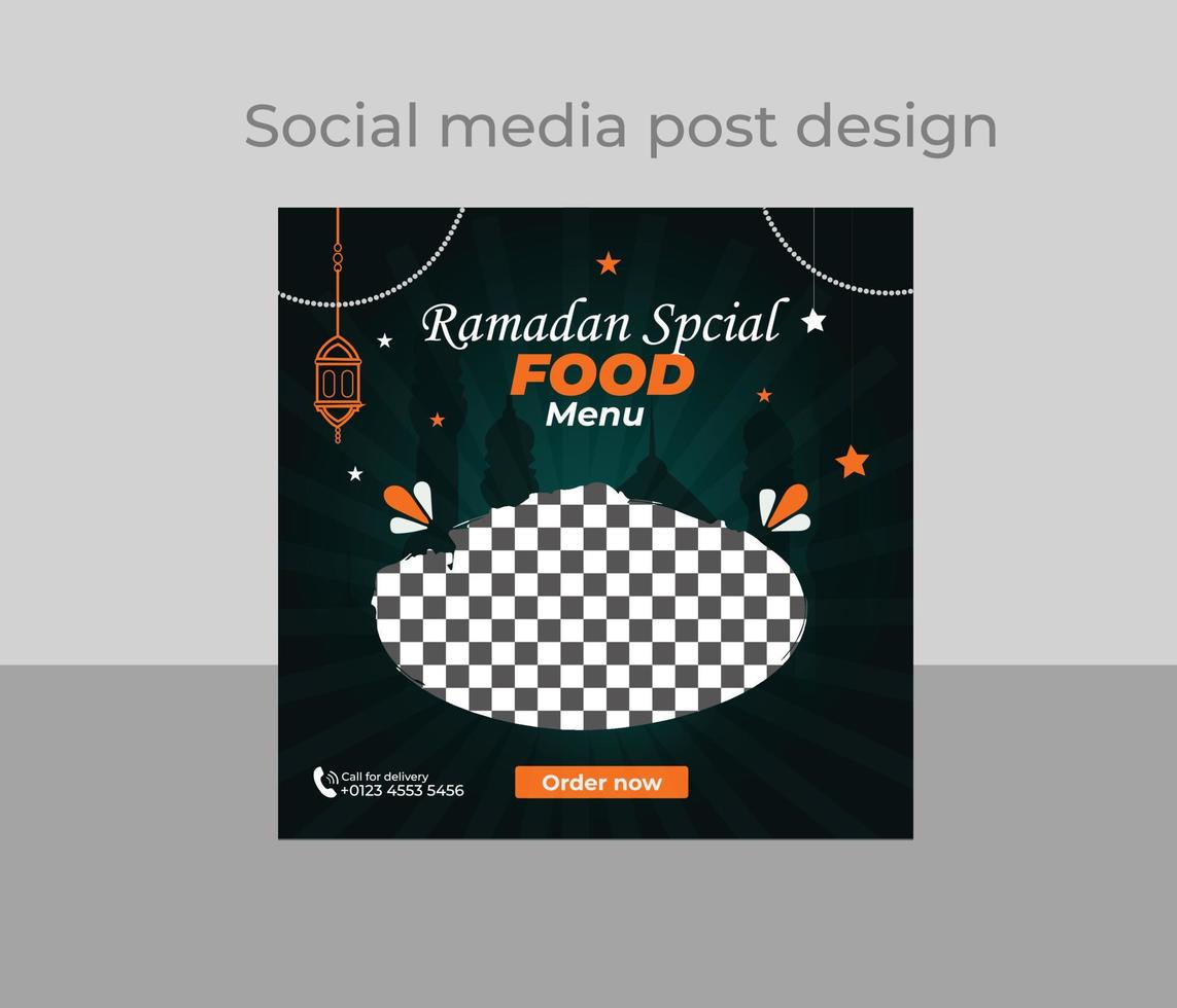 Ramadan voedsel sociaal media post vector