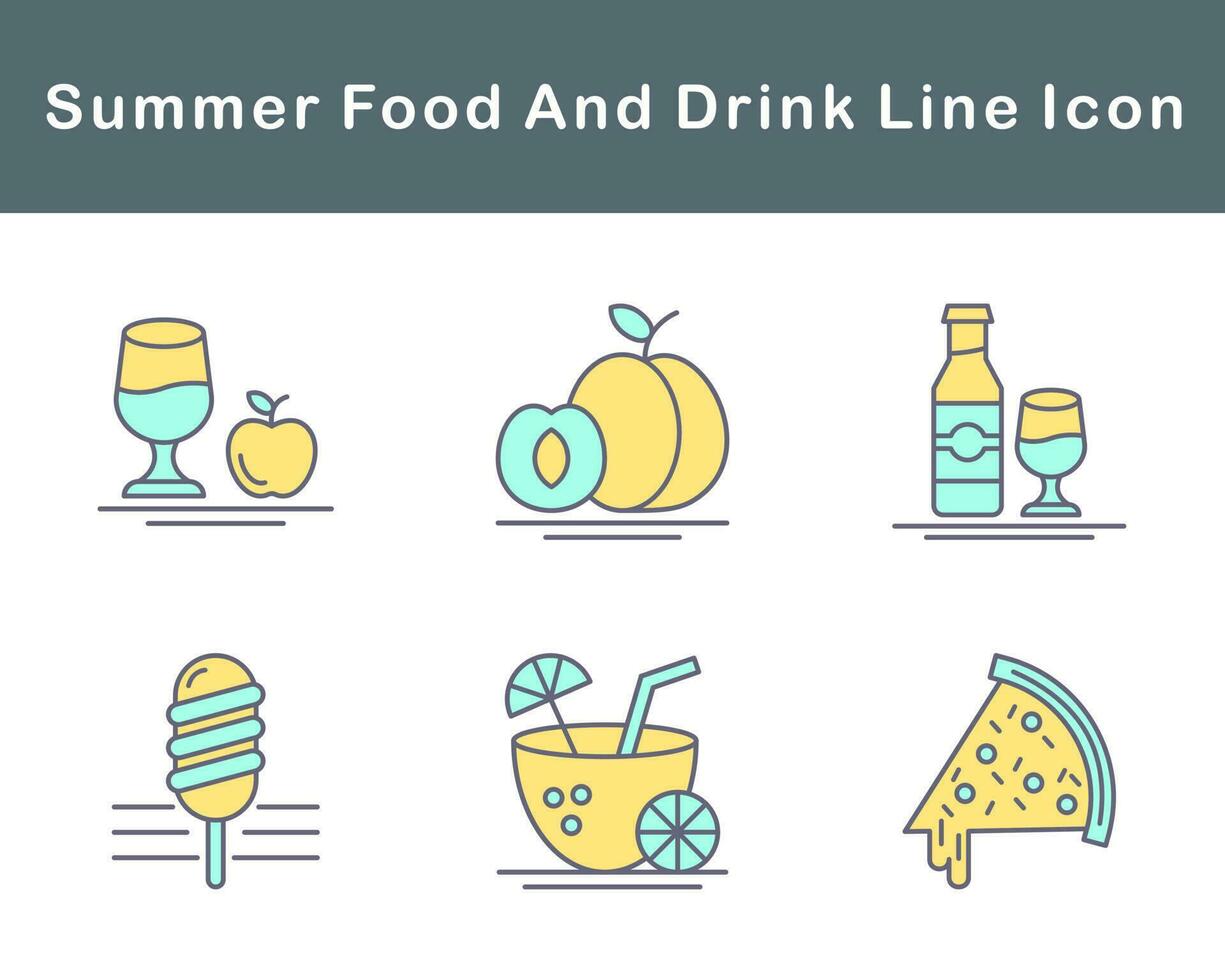 zomer voedsel en drinken vector icoon reeks