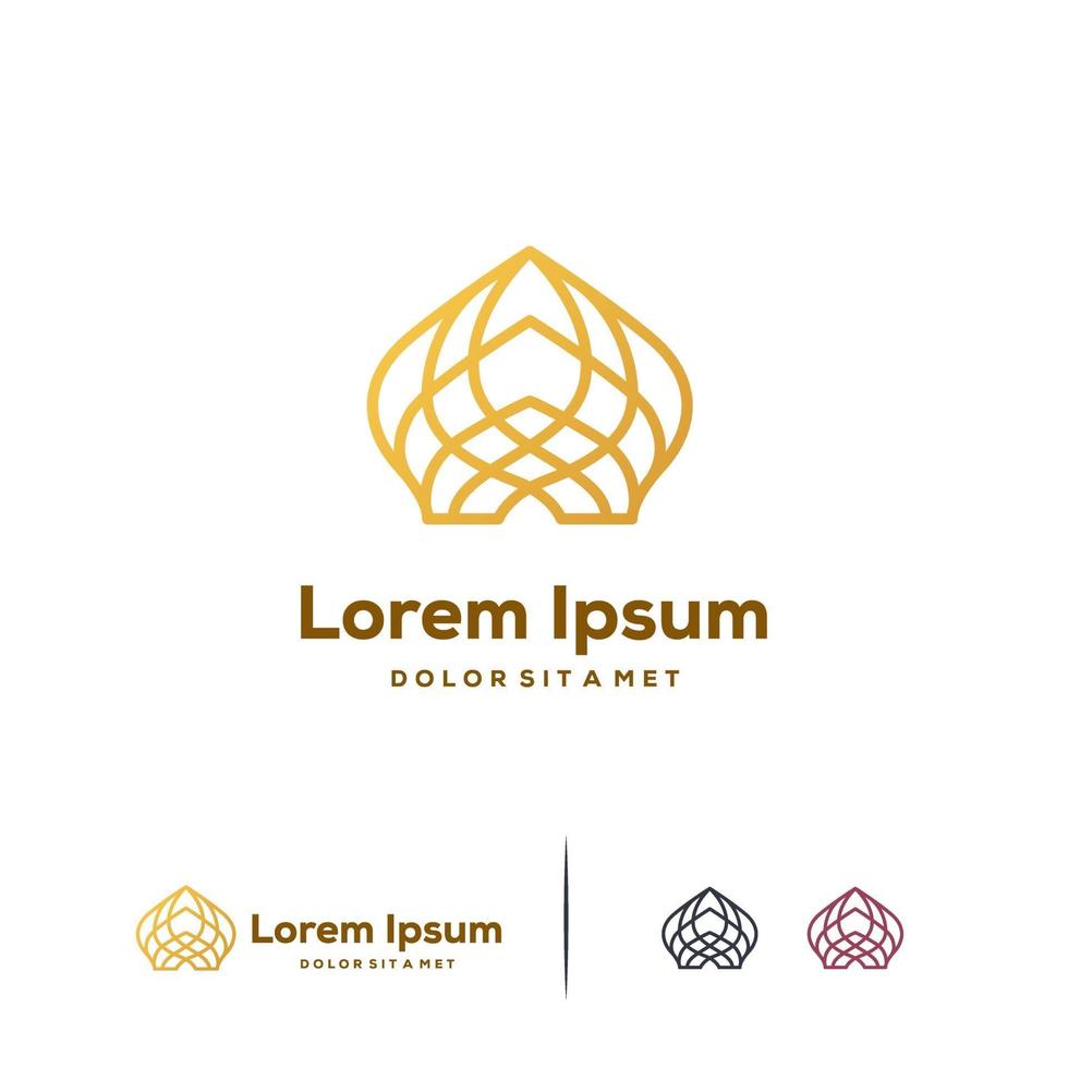 luxe gouden moskee logo sjabloon ontwerp vector, islamitische logo sjabloon vector