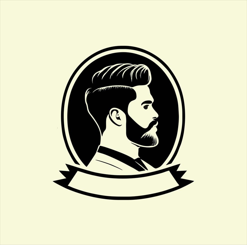 kapperszaak gemakkelijk minimalistische logo ontwerp met mensen vector illustratie
