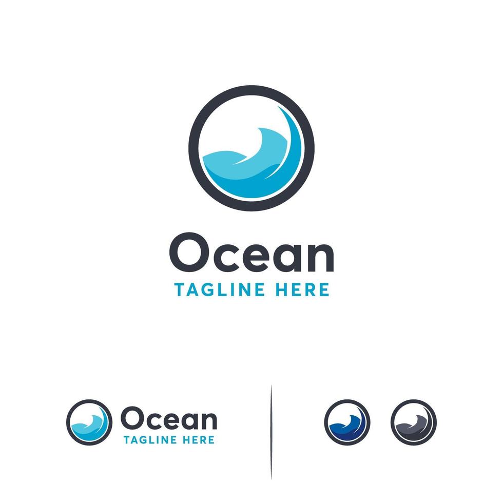 oceaan logo ontwerpen sjabloon, ocean wave logo symbool, reizen logo sjabloon vector
