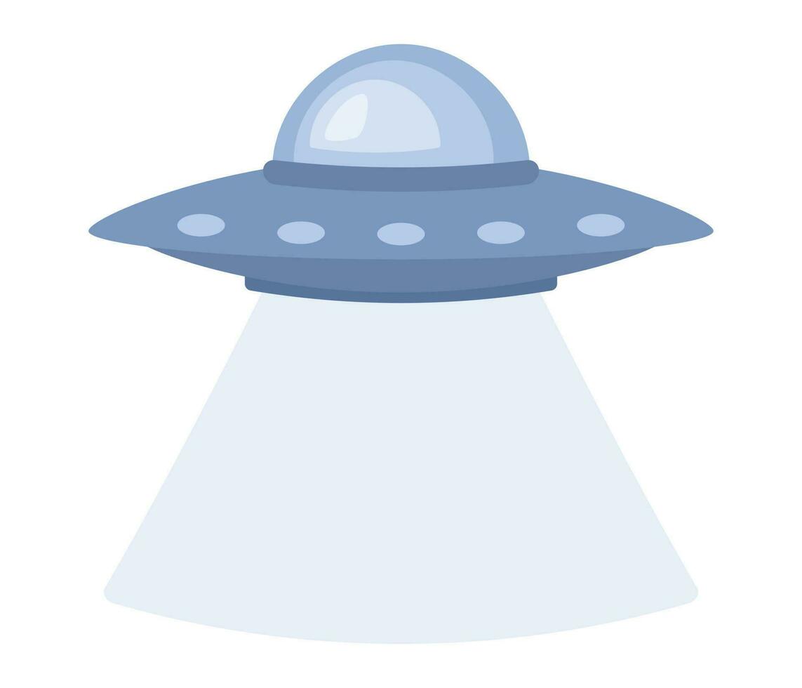 ufo icoon. buitenaards wezen ruimteschip met straal van licht. futuristische onbekend vliegend voorwerp. vector vlak illustratie