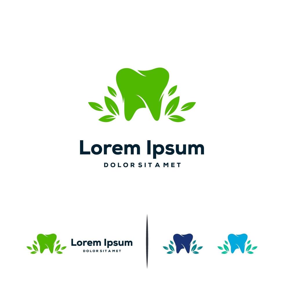 groene tandheelkundige logo ontwerpen concept vector, natuur tandheelkundige logo sjabloon vector