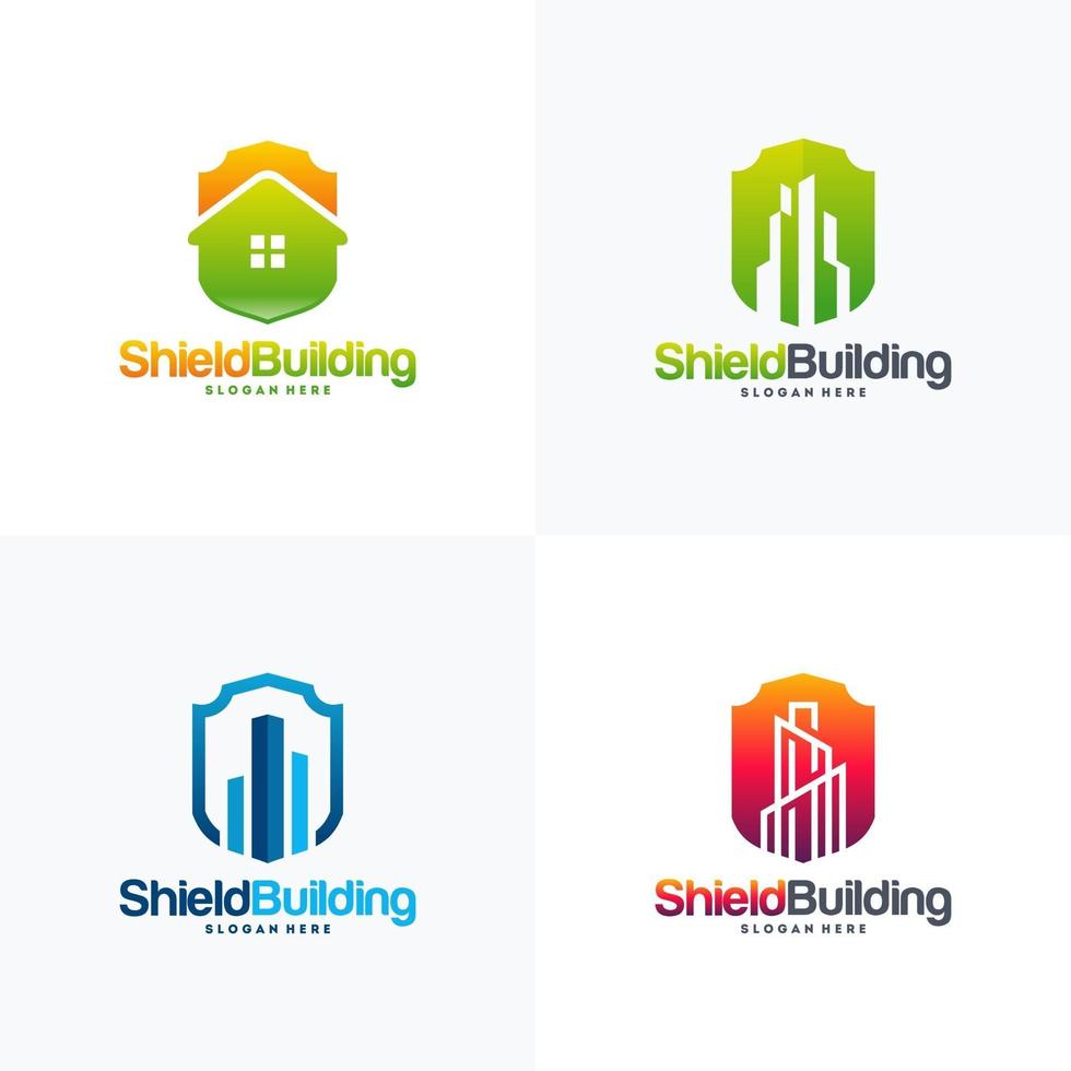 set van gebouw schild logo ontwerpen concept vector, veilige huis logo sjabloon symbool vector