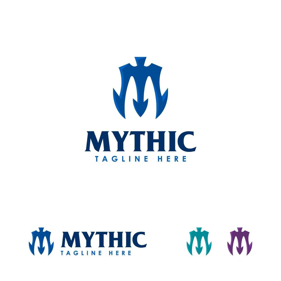 mythische logo ontwerpen sjabloon, drietand logo ontwerpen symbool, speer logo symbool vector