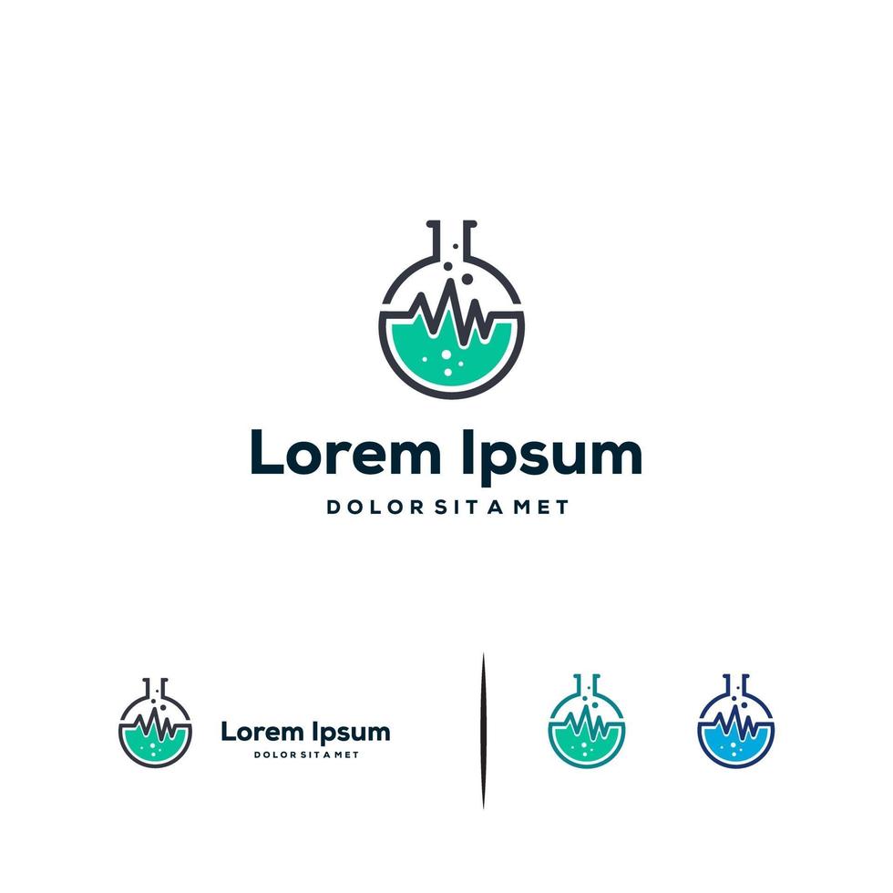 pulse laboratorium logo ontwerpen, gezondheidswetenschap logo sjabloon vector