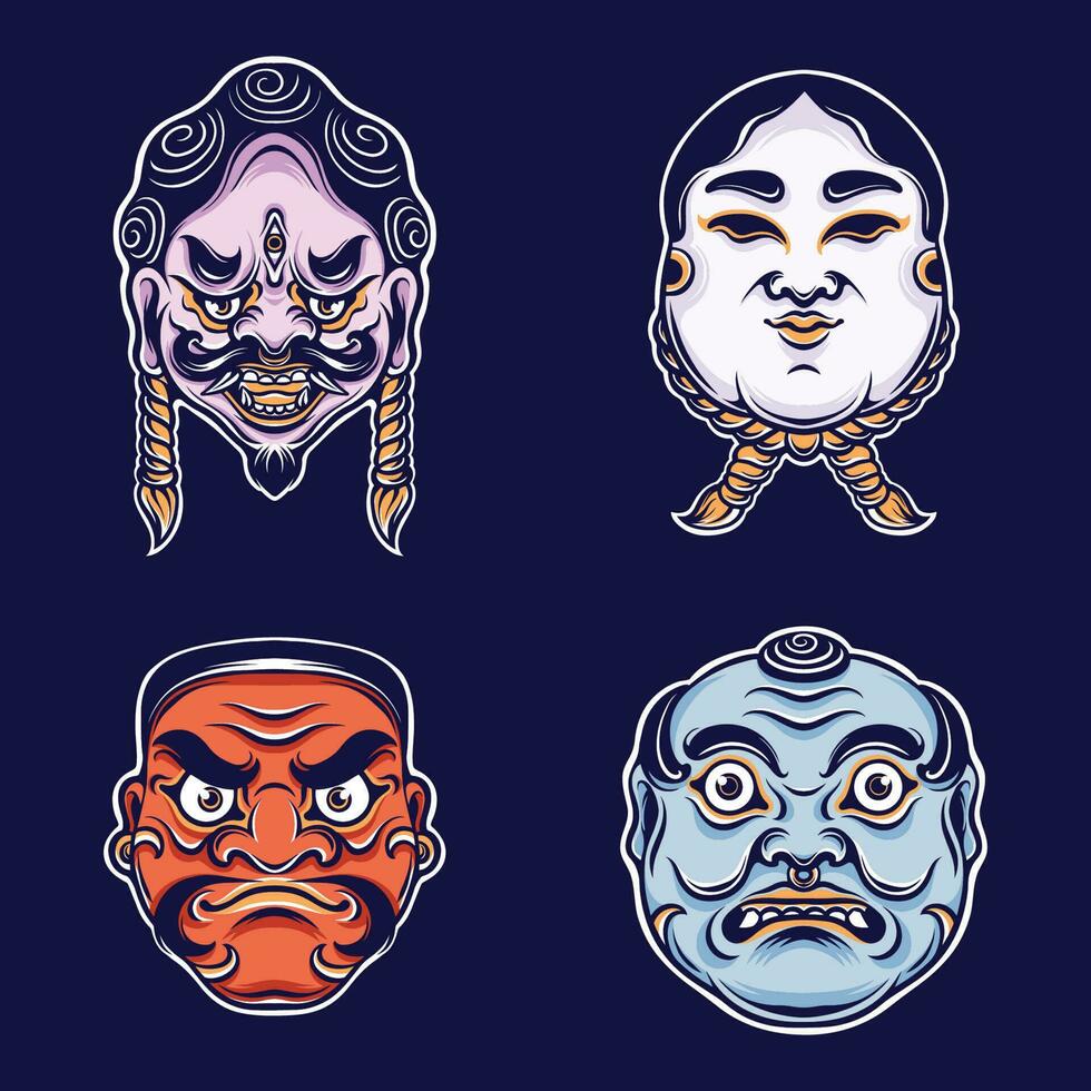 Japans masker karakter vector reeks