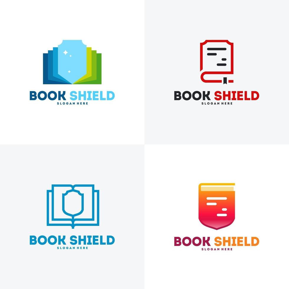 set van boek schild logo ontwerpen vector, onderwijs logo symbool vector