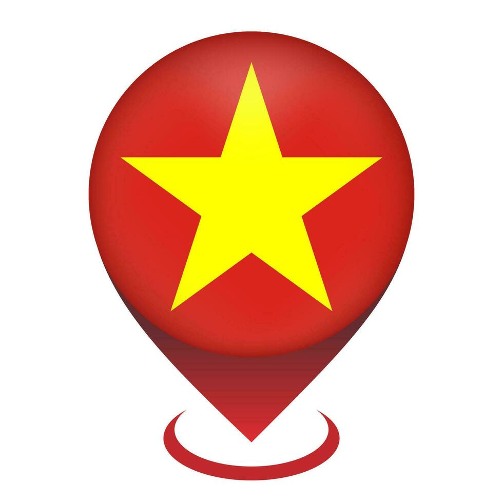 kaartaanwijzer met contry vietnam. Vietnamese vlag. vectorillustratie. vector