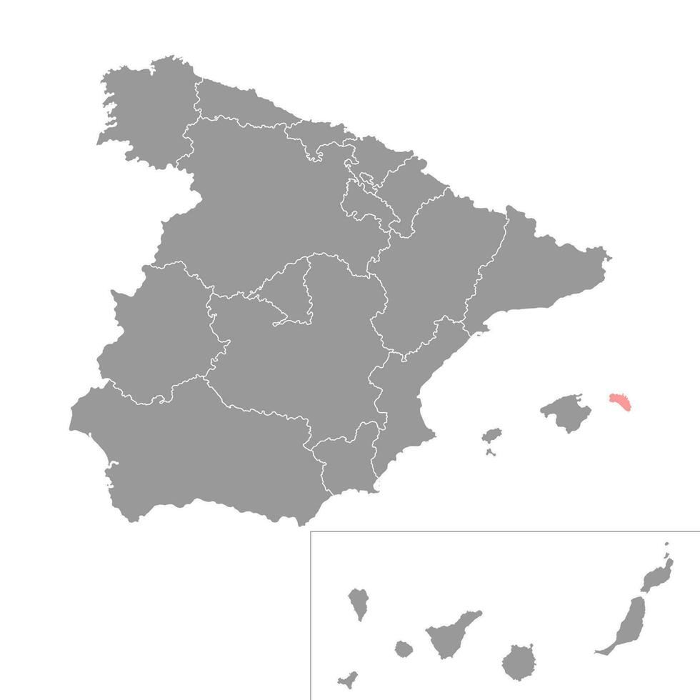 Minorca kaart, Spanje regio. vector illustratie.