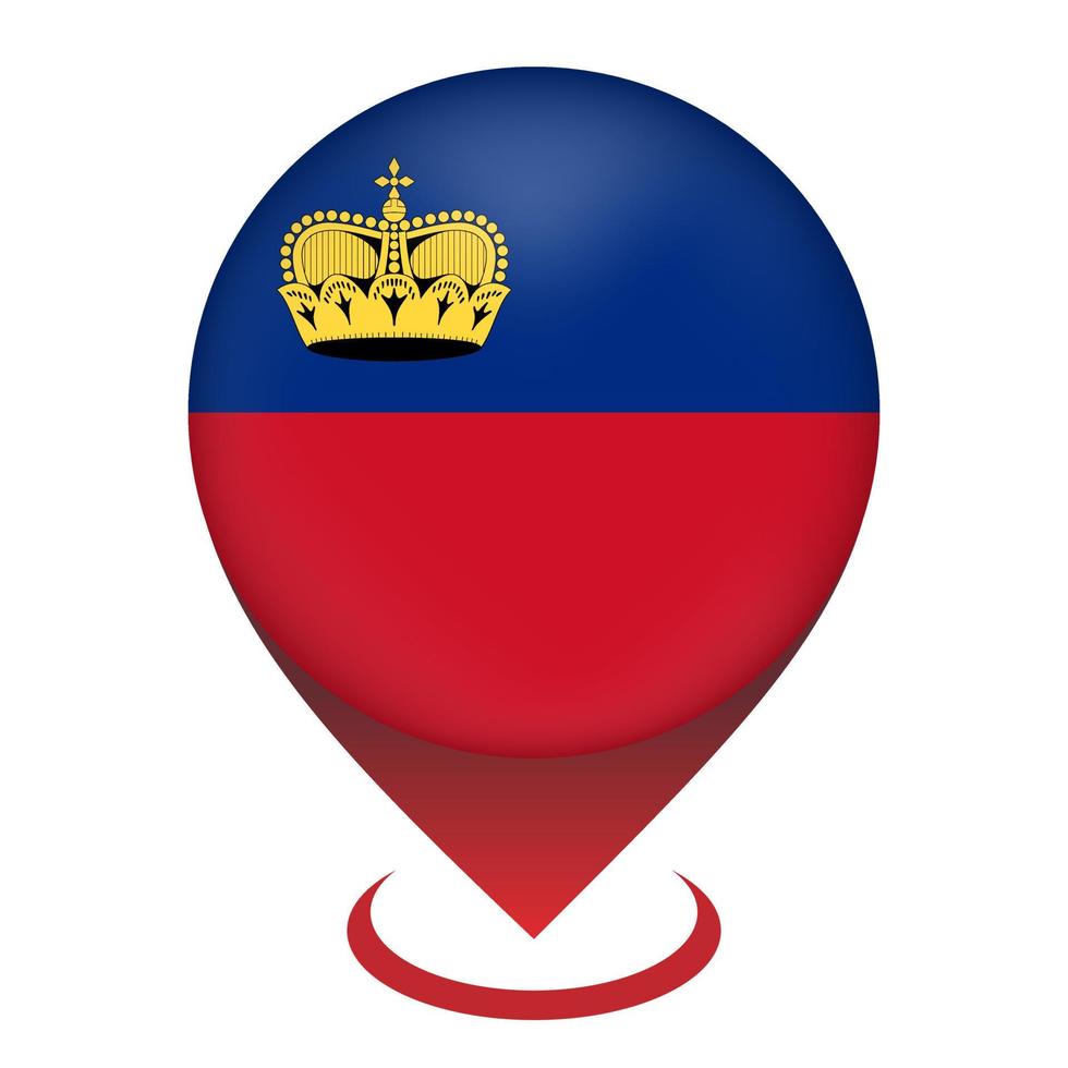 kaartaanwijzer met land liechtenstein. vlag van Liechtenstein. vectorillustratie. vector