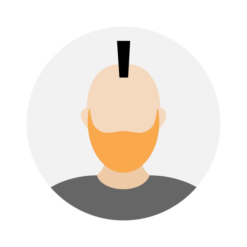 leeg gezicht icoon avatar met iroquois en baard. vector illustratie.