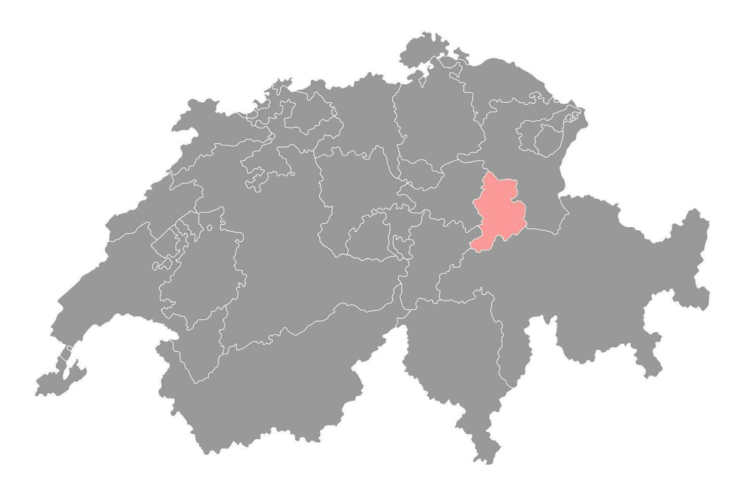 glarus kaart, kantons van Zwitserland. vector illustratie.