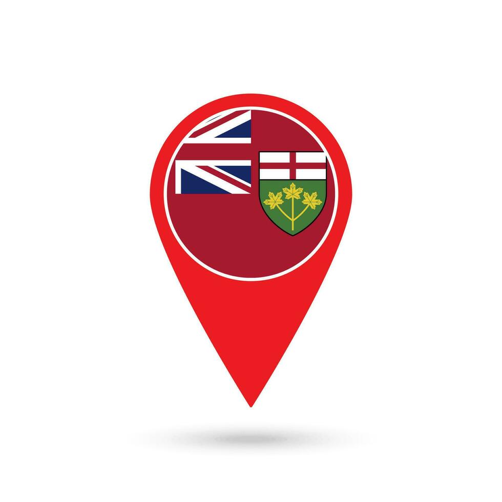 kaart wijzer met provincie ontario. vector illustratie.