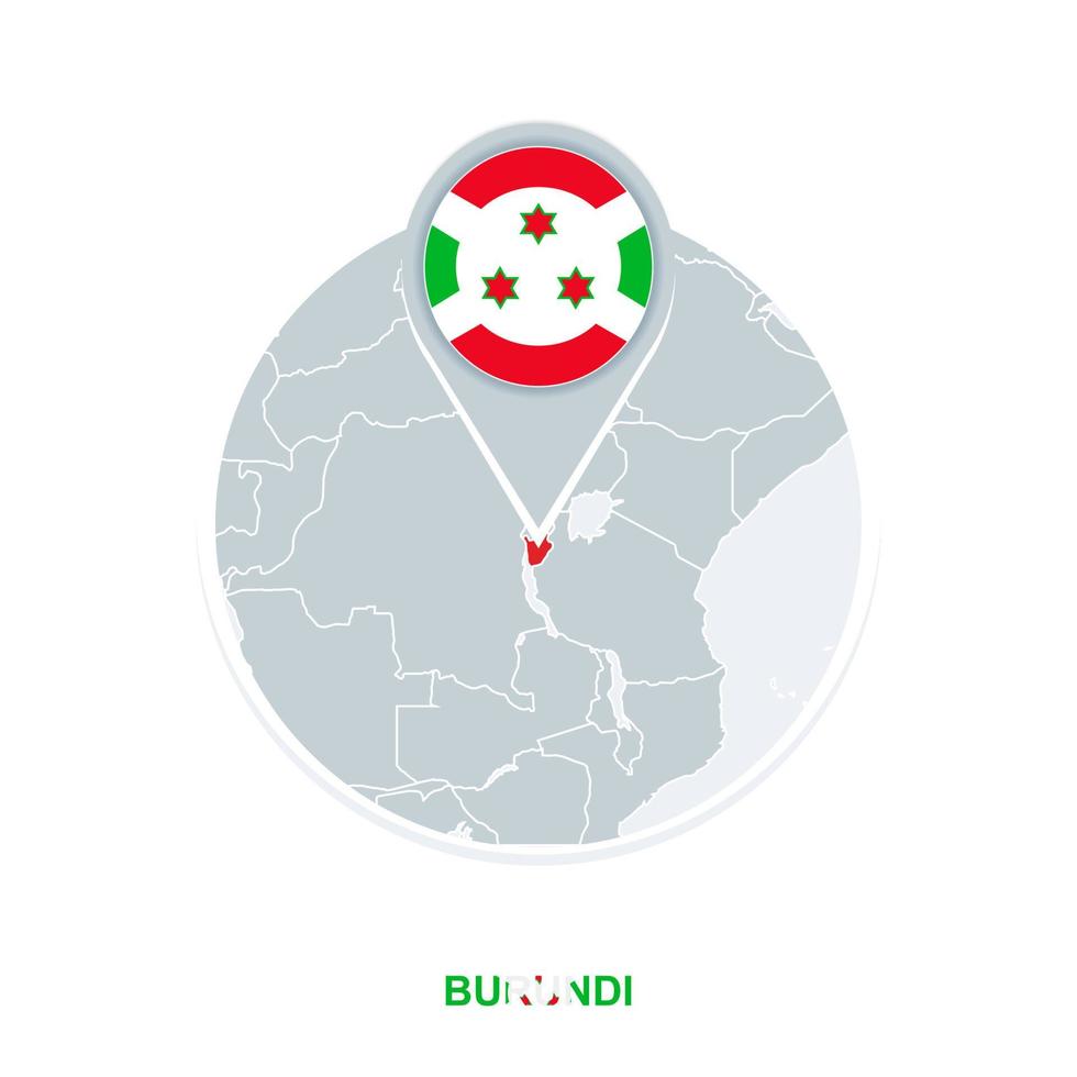 Burundi kaart en vlag, vector kaart icoon met gemarkeerd Burundi