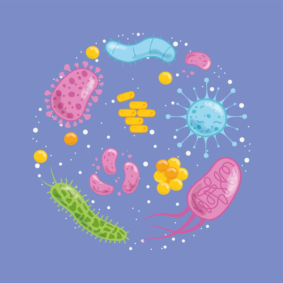 bacteriën en virussen achtergrond vector