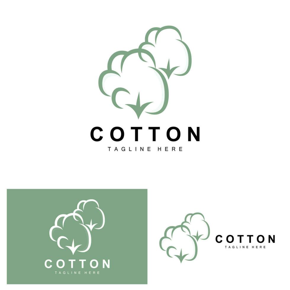 katoen logo, zacht katoen bloem ontwerp vector natuurlijk biologisch planten kleding materialen en schoonheid textiel