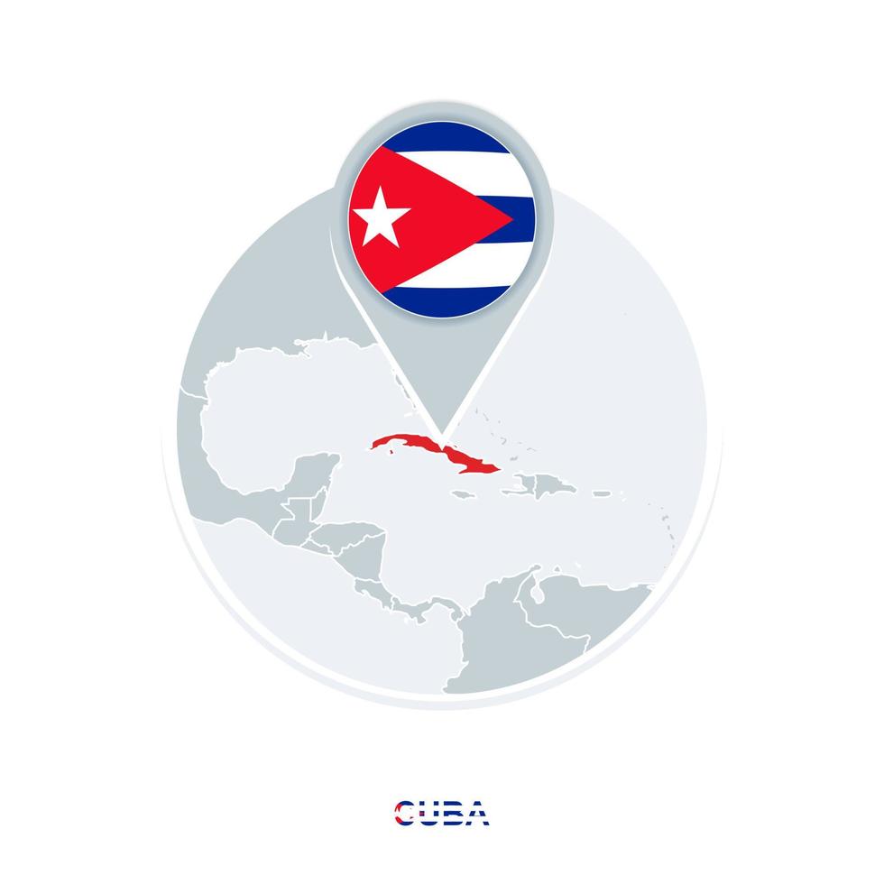 Cuba kaart en vlag, vector kaart icoon met gemarkeerd Cuba