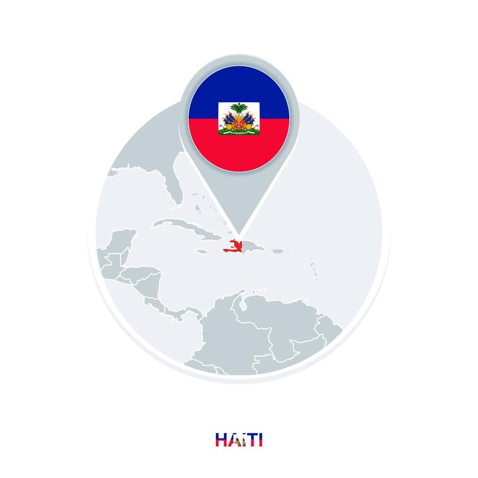 Haïti kaart en vlag, vector kaart icoon met gemarkeerd Haïti