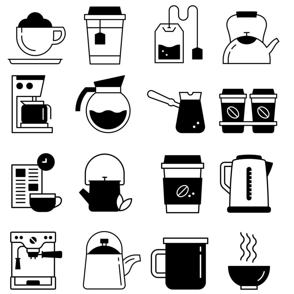 heet drankjes vector icoon set. koffie illustratie teken verzameling. thee symbool.