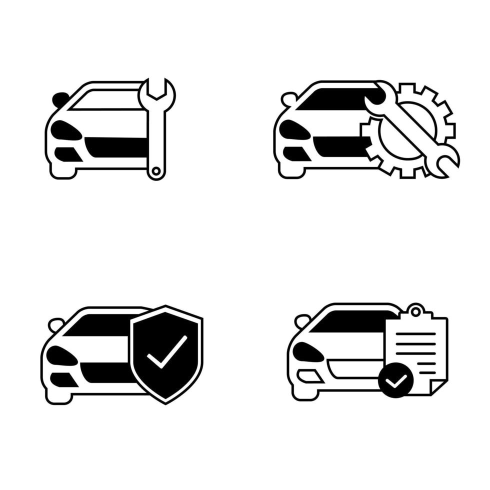auto onderhoud vector icoon set. controle illustratie teken. registratie symbool.