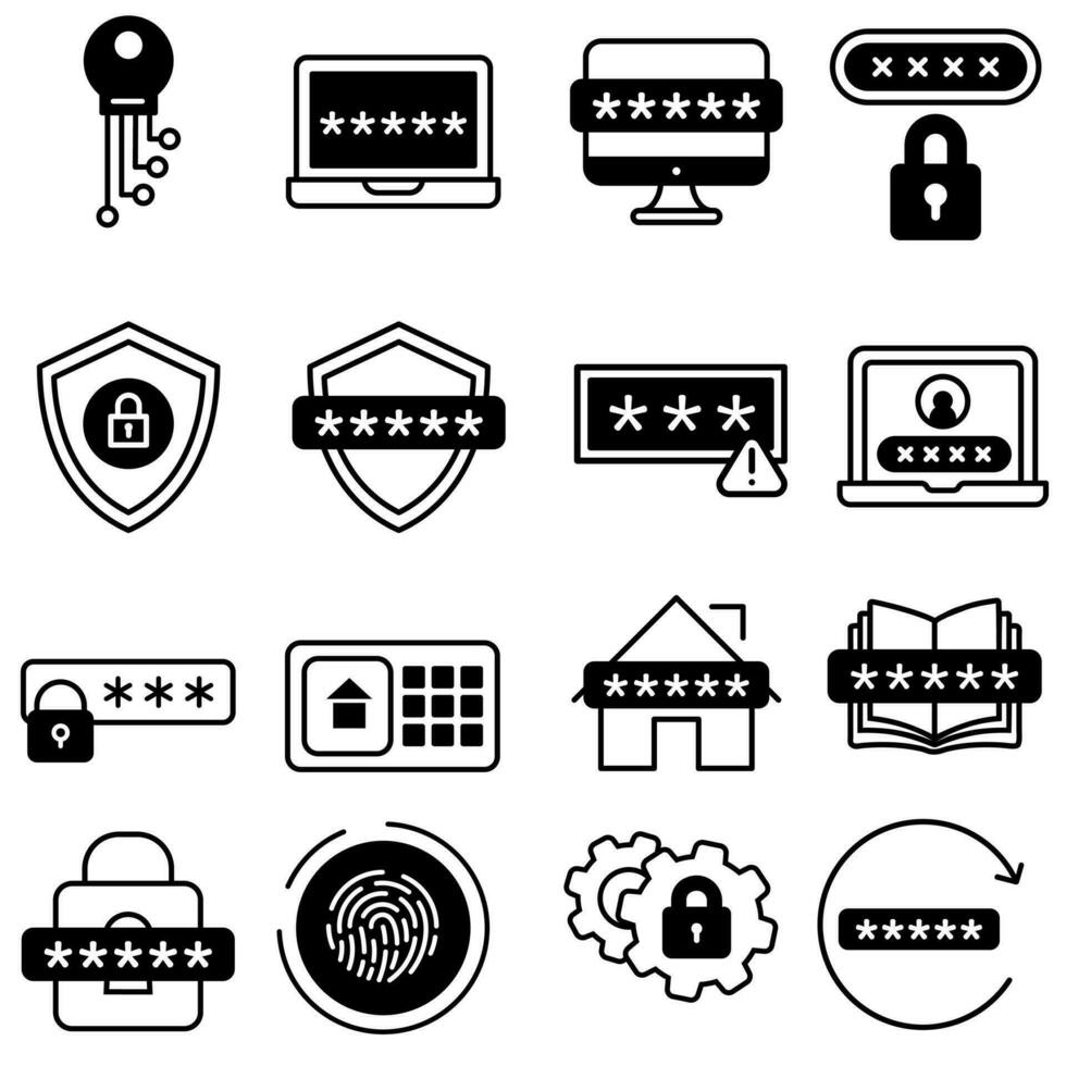 wachtwoord icoon vector set. bescherming illustratie teken verzameling. veiligheid symbool of logo.