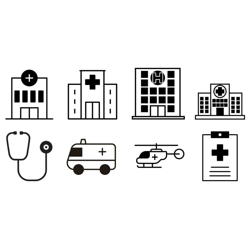 kliniek icoon vector set. ziekenhuis illustratie teken. helpen symbool. ziekenboeg logo. ambulance markering.