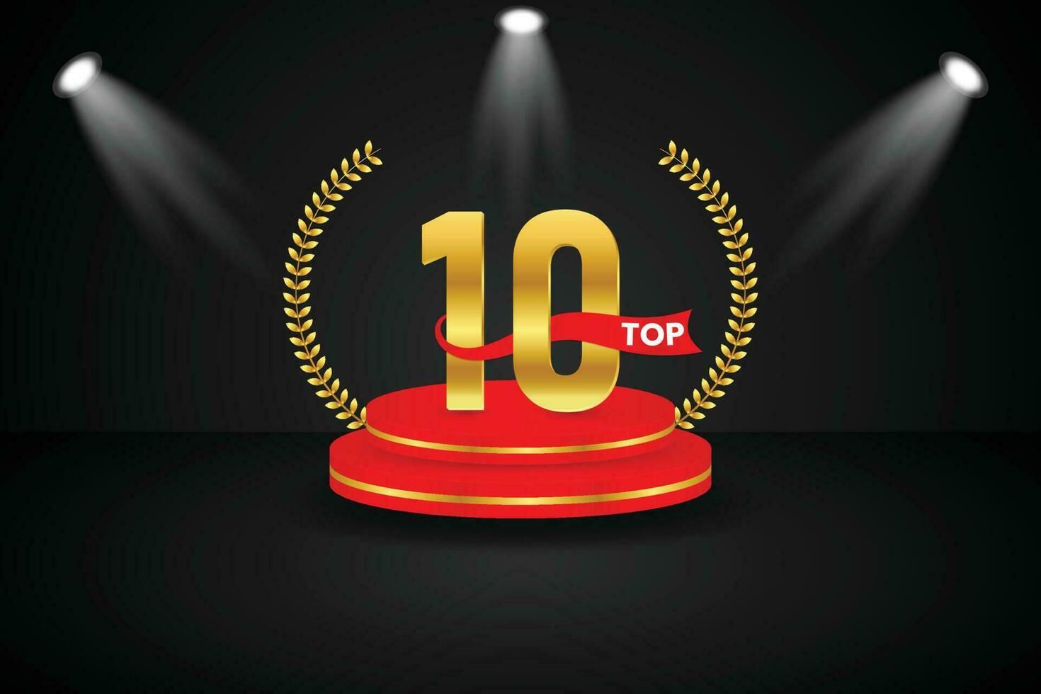 top 10 het beste podium gouden prijs vector illustratie