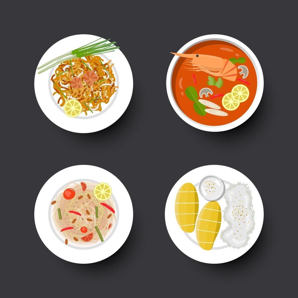 traditie thais eten set, vectorillustratie vector