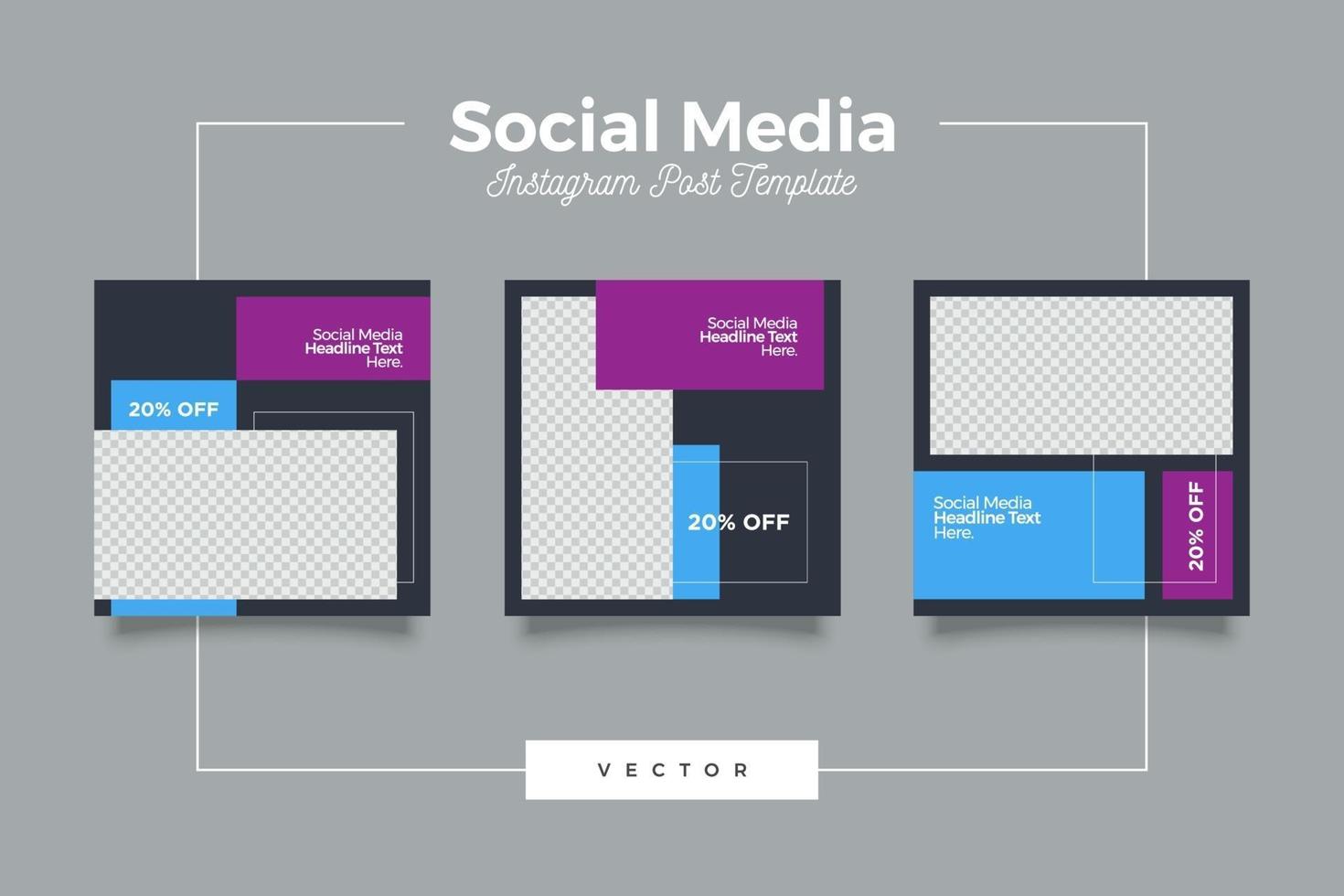 donkere modus social media post banner-bundel vector