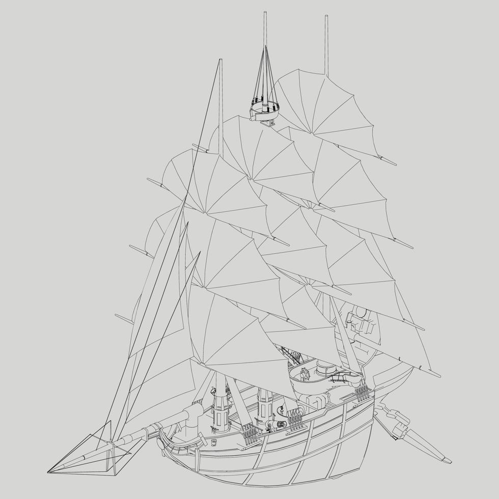 lineart van het ruimteschip vector